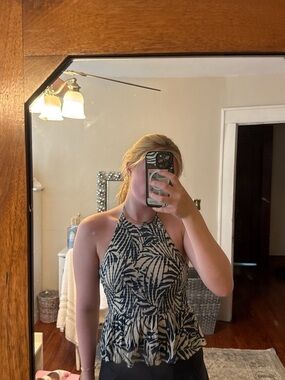 Patrons of Peace Navy and Cream Printed Halter